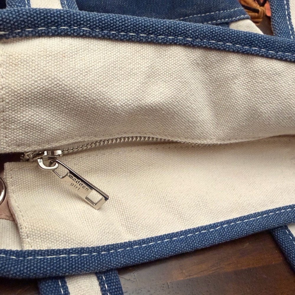 Madden Girl Cream Canvas Crossbody with Red Mushroom Print & Blue Trim - Picture 3 of 5